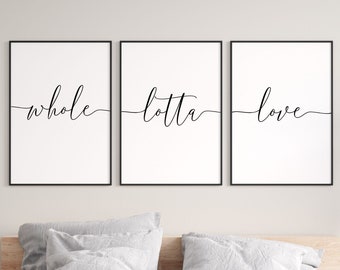 Mucho amor, impresiones para dormitorio de pareja, decoración de pared para cama, letrero para dormitorio, decoración del hogar para pareja, póster romántico para dormitorio, arte de pared imprimible de amor.