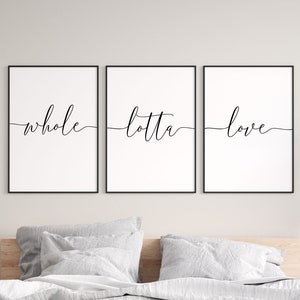 Mucho amor, impresiones para dormitorio de pareja, decoración de pared sobre la cama, letrero para dormitorio, decoración del hogar para parejas, póster romántico para dormitorio, arte de pared imprimible de amor