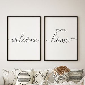 Welcome to our home, Living room wall decor printable art, Home entrance wall decor, Dining room wall art, Hallway decor wall print download