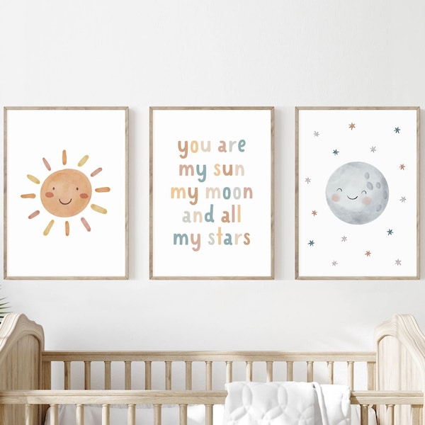 Kinderzimmer Poster, Du bist meine Sonne, mein Mond und all meine Sterne, Poster für Baby, Kinderzimmer Dekor, Mond Bild, Kinderzimmer Dekor