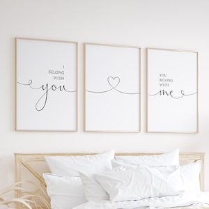 I Belong With You You Belong With Me, Couple Bedroom Prints, Bedroom Wall Decor Over The Bed Signs, Couple Wall Art, Bedroom Decor Printable