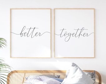 Better together, Bedroom wall decor, Couple bedroom prints, Master bedroom signs, Over the bed poster, Love wall art, Couple home decor art