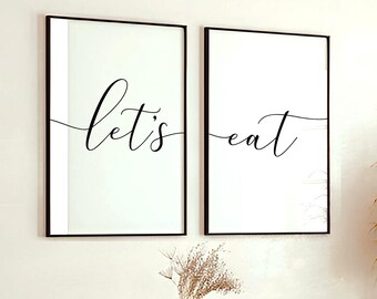 Let's Eat Print Download Kitchen And Dining Wall Art, Dining Room Prints, Kitchen Wall Decor, Dining Room Sign Printable, Home Decor Picture