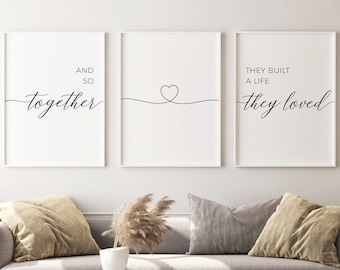 And So Together They Built A Life They Loved, Living Room Prints Above Sofa Decor, Couples Bedroom Wall Decor Quotes, Hallway Sign, Home Art