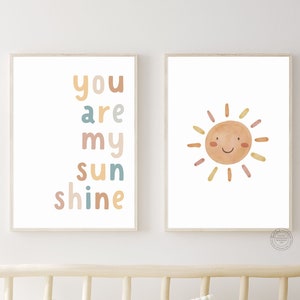 You are my sunshine, Neutral nursery prints, Baby wall art, Toddler room decor boy, Sun nursery art, Kid's room signs, Playroom wall decor