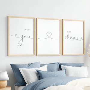 With You I Am Home, Bedroom Prints, Couple Bedroom Wall Decor Quote Printable Above Bed Sign, Living Room Decor, Apartment Wall Art Download