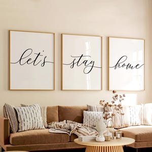 Let&#39;s Stay Home Print Download, Living Room Prints Above Couch Wall Decor, Bedroom Signs, Family Wall Art Printable, Home Decor Quote Prints