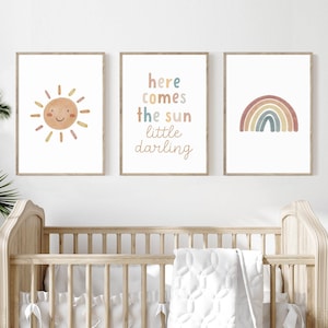 太陽が昇るよ、かわいい赤ちゃんの部屋の壁飾り、ニュートラルな雰囲気の印刷可能なアート、男の子のプレイルームサイン、幼児の男の子の壁飾りのダウンロード