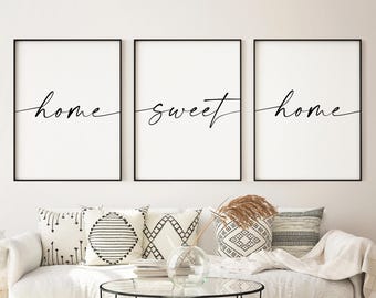 Home Sweet Home Prints Set, Minimalist Wall Art (Digital Download)