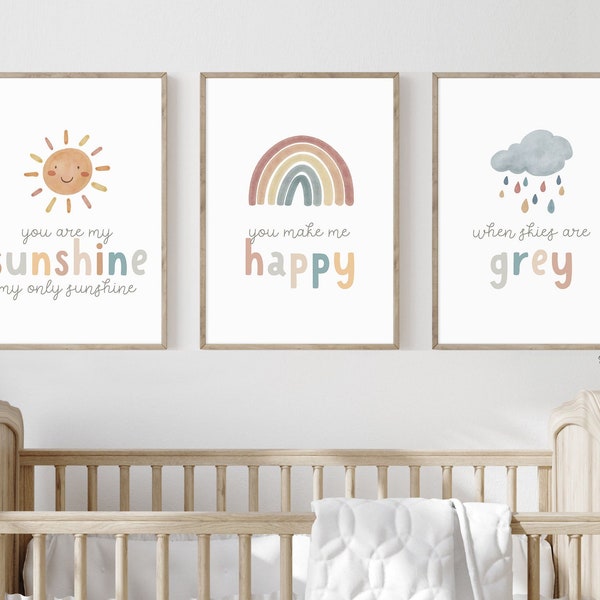 you are my sunshine my only sunshine, playroom wall art, kids room decor quotes, nursery wall art printable, neutral nursery prints digital