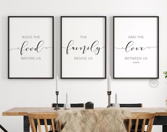 Bless The Food Before Us, Dining Room Wall Decor Printable Art, Kitchen Dining Wall Art, Christian Home Decor, Dining Room Prints Download
