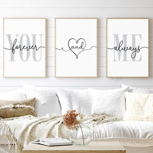 You and Me, Forever and Always, Couple bedroom wall decor, Bedroom prints, Above bed signs, Master bedroom decor, Bedroom quotes printable