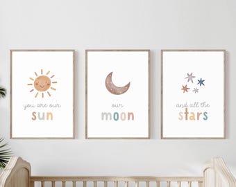 You Are Our Sun Our Moon And All The Stars, Nursery Prints Above Crib Wall Art, Toddler Room Decor, Nursery Artwork, Baby Wall Art Download