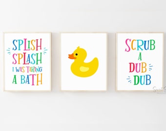 splish splash Estaba tomando un baño, fregando un dub dub, impresiones de baño para niños, decoración del arco iris del baño de los niños, arte de la pared del baño de los niños imprimible