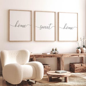 Home Sweet Home Wall Art, Living Room Prints Set Of 3 Above Couch Sign, Home Entrance Printable Art Hallway Wall Decor Quote Poster Download image 7