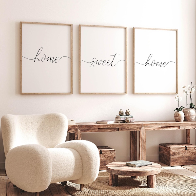 Home Sweet Home Wall Art, Living Room Prints Set Of 3 Above Couch Sign, Home Entrance Printable Art Hallway Wall Decor Quote Poster Download image 7