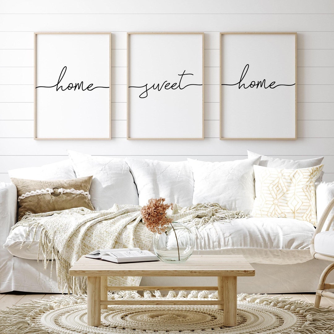 Home Sweet Home Print Wall Art Set of 3 Wall Decor Living Room Modern Scandinavian Minimalist Decor Printable Art Hallway Print Download Etsy