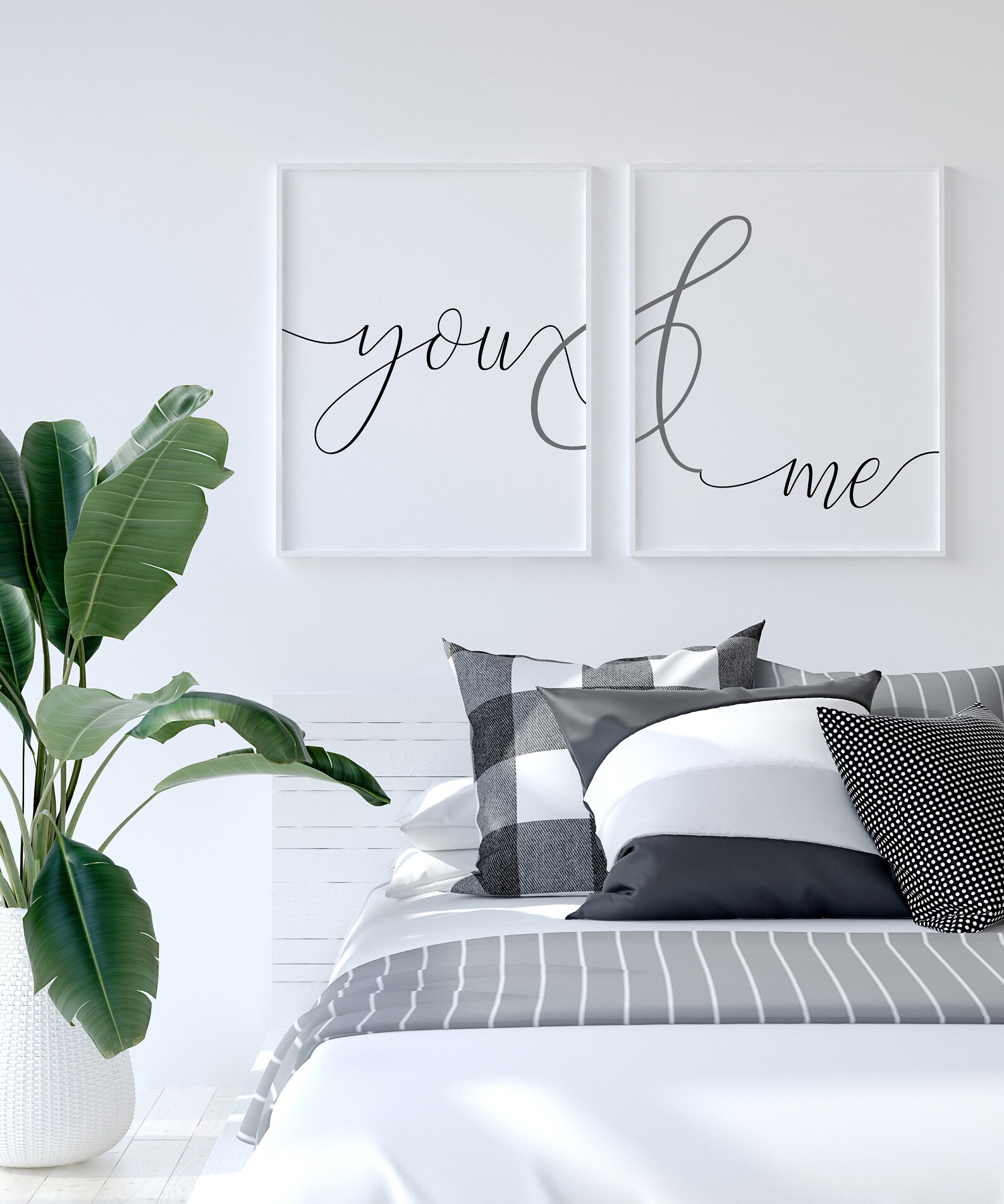 You and me print for bedroom over bed wall art set of 2 Etsy