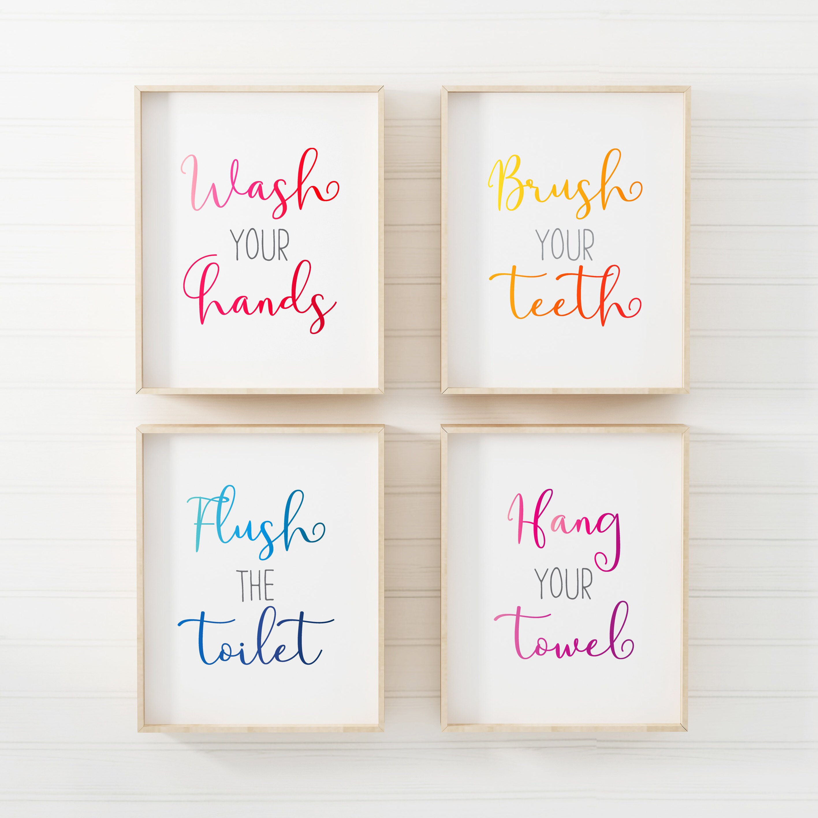 Kids Bathroom Signs Printable Kids Bathroom Art Prints Set | Etsy