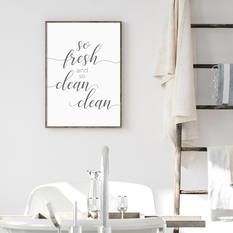So Fresh and so Clean Clean Bathroom Print Bathroom Wall Art Etsy