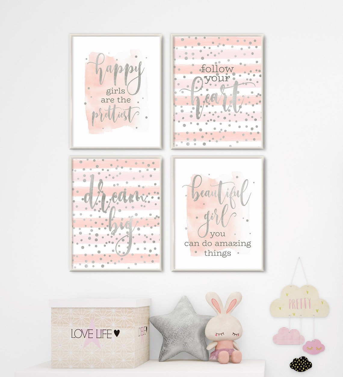 Girls bedroom decor prints girls nursery wall art printable | Etsy