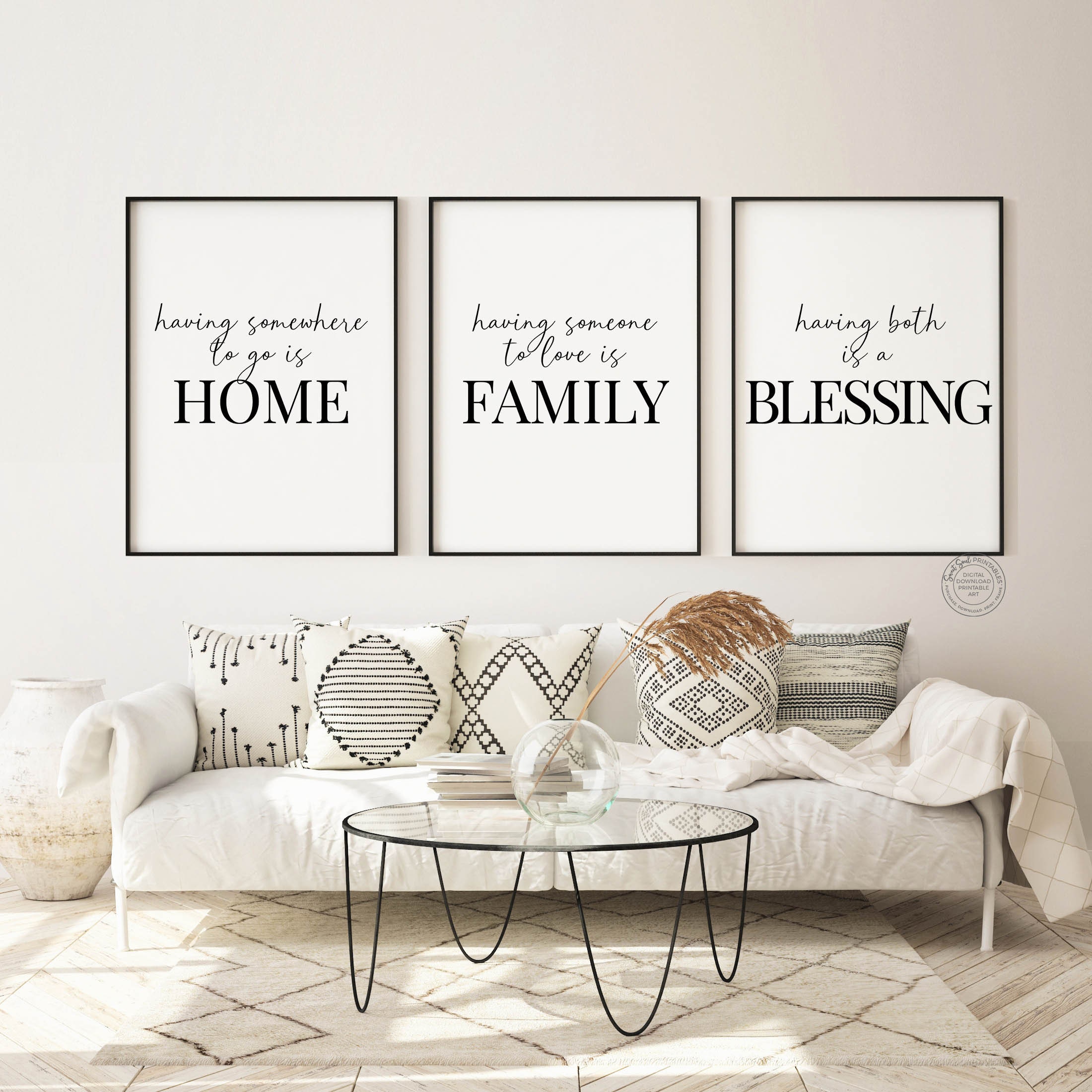 Family Print Set of 3 Living Room Prints Above Couch Wall Decor, Home ...