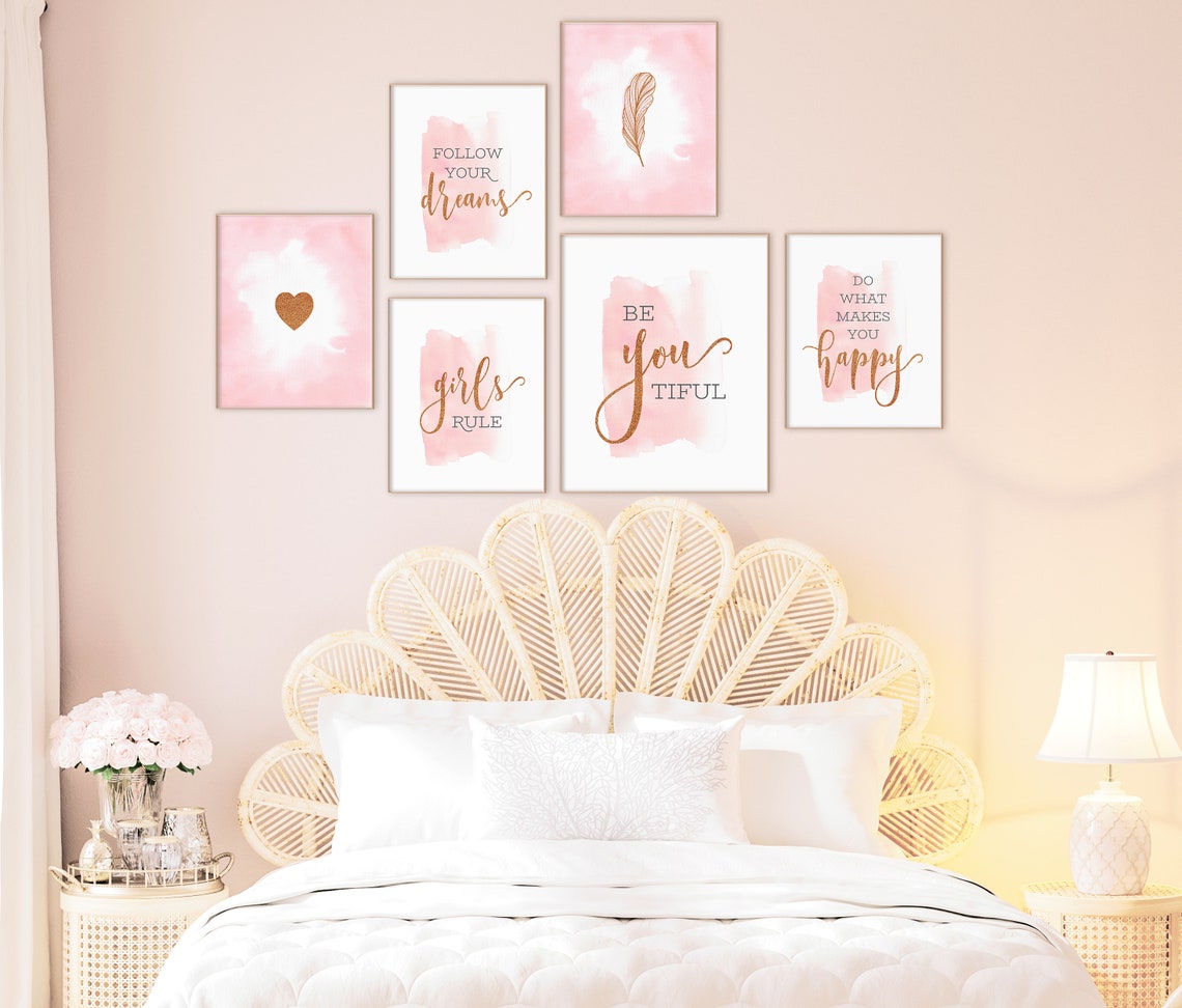 Girl bedroom prints printable girls wall art inspirational | Etsy
