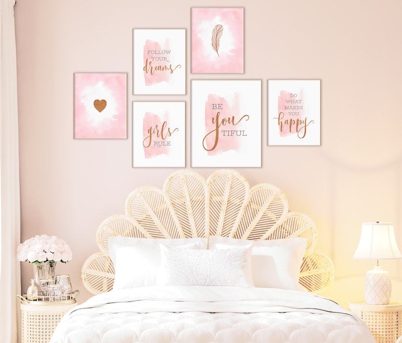 Girl bedroom prints printable girls wall art inspirational | Etsy