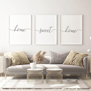 Home Sweet Home Wall Art, Living Room Prints Set Of 3 Above Couch Sign, Home Entrance Printable Art Hallway Wall Decor Quote Poster Download image 3
