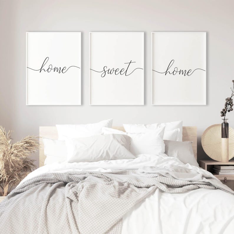 Home Sweet Home Wall Art, Living Room Prints Set Of 3 Above Couch Sign, Home Entrance Printable Art Hallway Wall Decor Quote Poster Download image 5