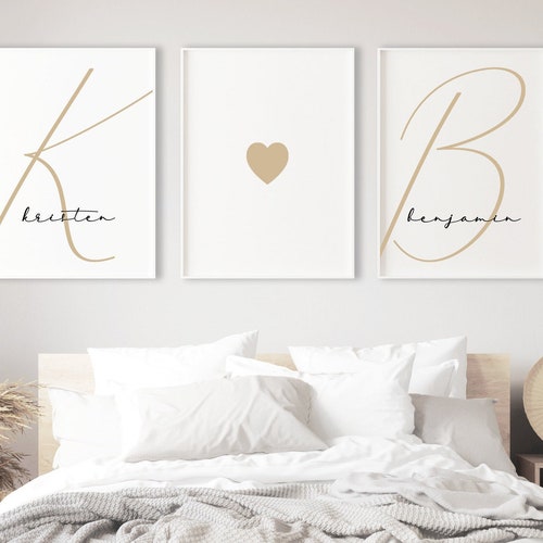 Custom Couple Initials Print Personalised Couples Gifts Etsy