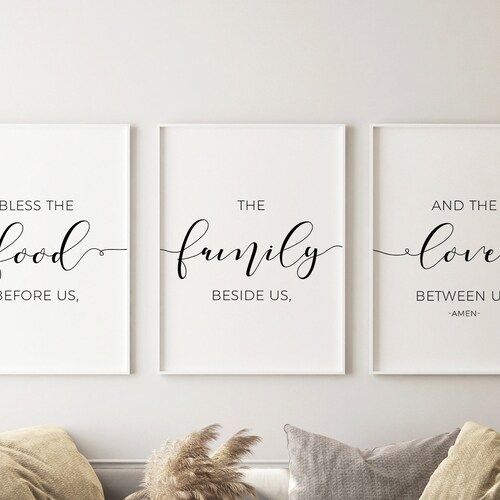 Kitchen Wall Art Bless the Food Before Us Sign Set of 4 Etsy
