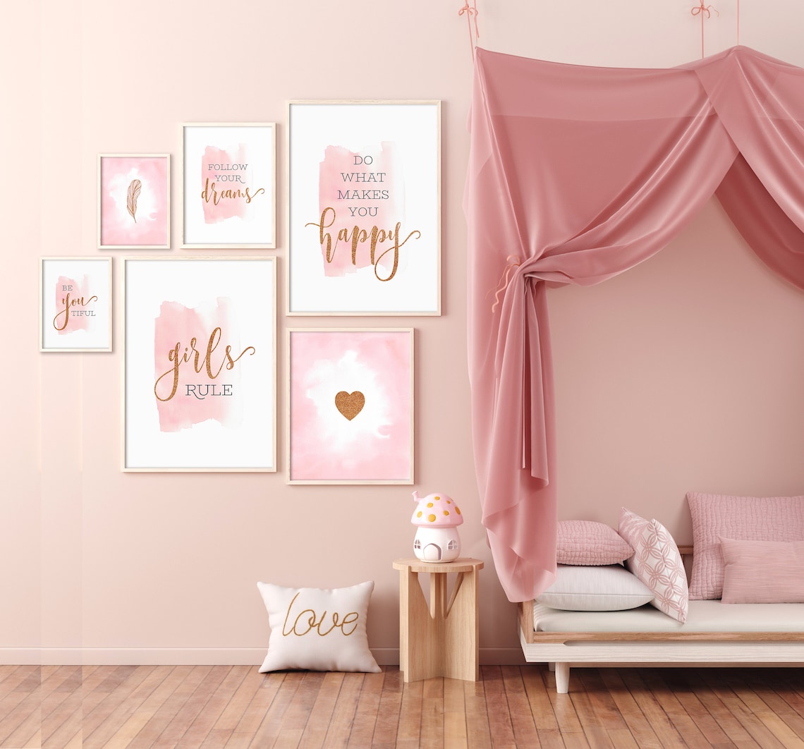 Girl bedroom prints printable girls wall art inspirational | Etsy