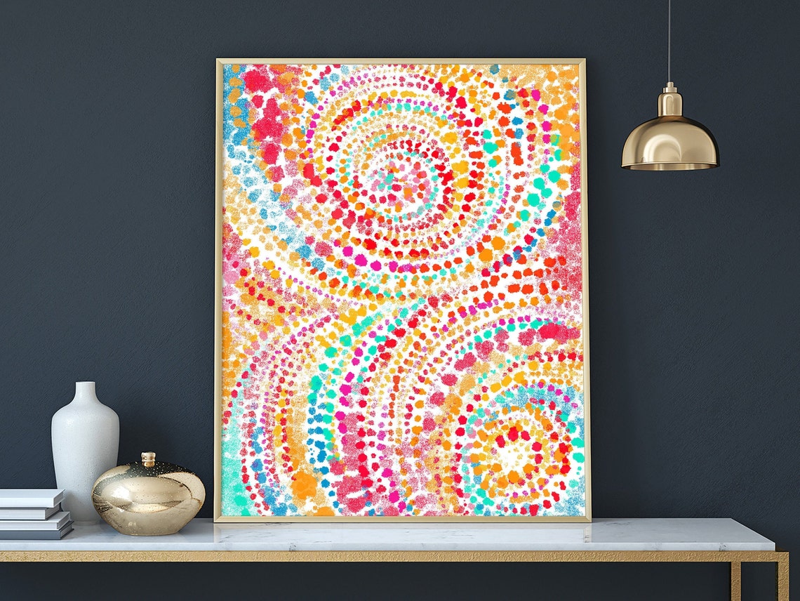 Wall decor prints abstract colourful art living room wall Etsy