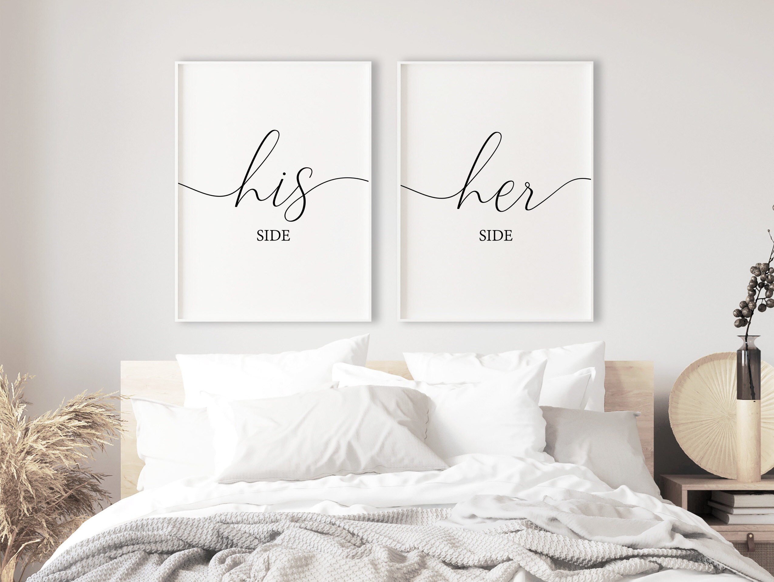 His side her side prints printable art bedroom over bed wall Etsy