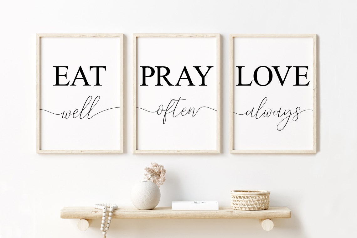 Eat pray love wall art dinning room wall decor printable Etsy