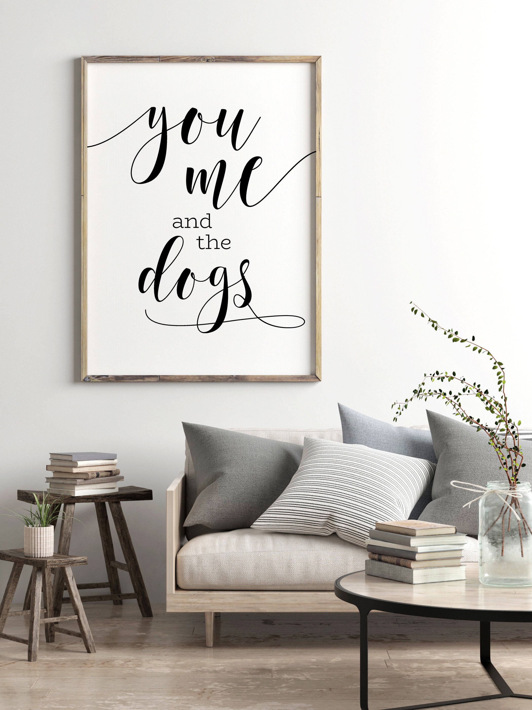 You me and the dogs printable couples bedroom wall art dog Etsy