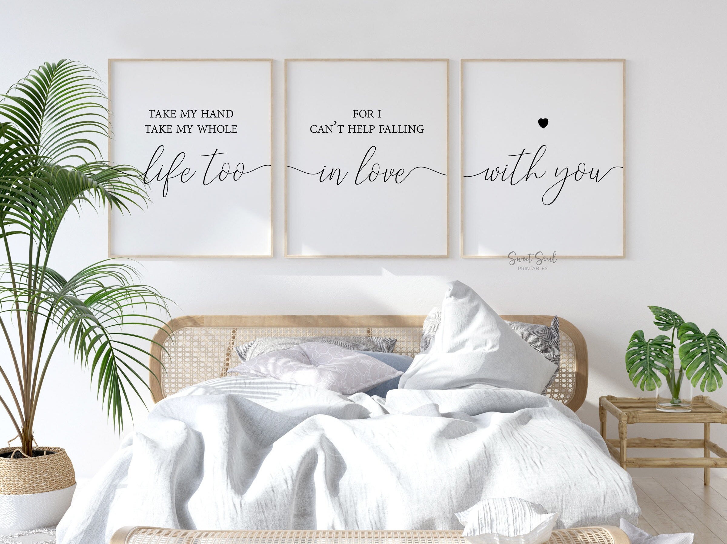 Couple Bedroom Wall Decor Over the Bed Prints Take My Hand Etsy