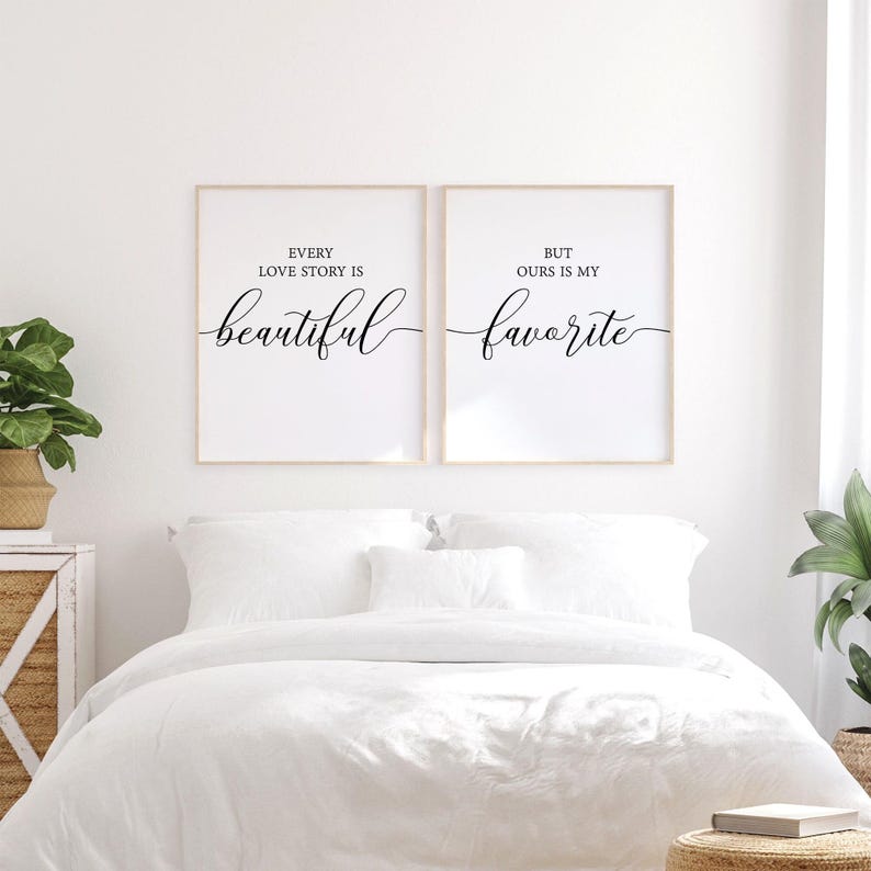 Every Love Story is Beautiful, Couple Home Decor Bedroom Prints, Over