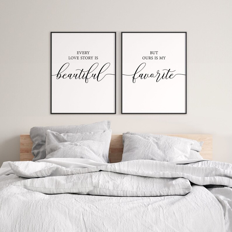 Every Love Story is Beautiful, Couple Home Decor Bedroom Prints, Over