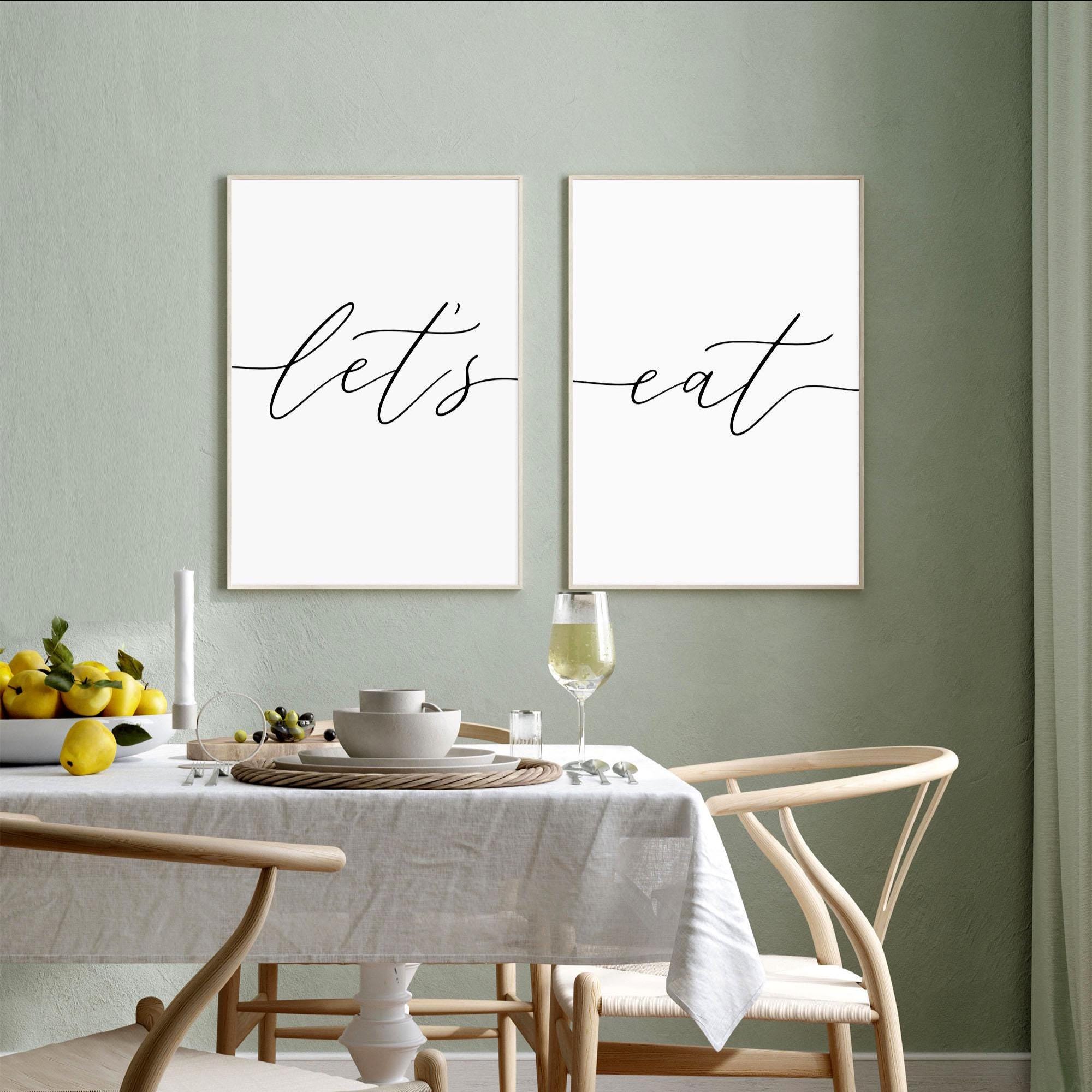 kitchen wall prints, boho kitchen prints, dining room... Let's Eat, Kitchen Dining Wall Art, Dining Room Prints, Kitchen Wall ...