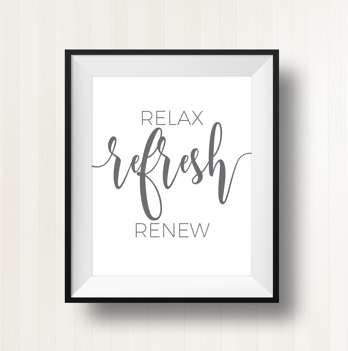 Relax refresh renew wall art bathroom print greybathroom Etsy