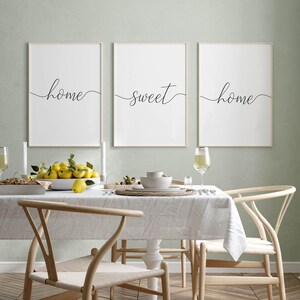 Home Sweet Home Wall Art, Living Room Prints Set Of 3 Above Couch Sign, Home Entrance Printable Art Hallway Wall Decor Quote Poster Download image 2