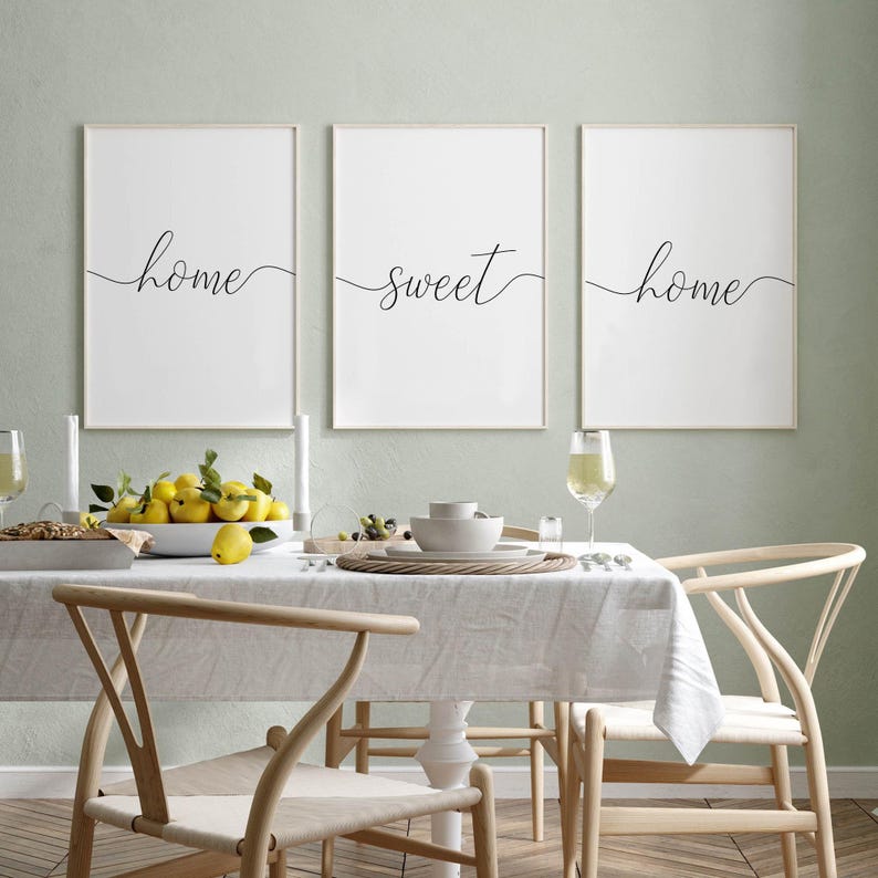 Home Sweet Home Wall Art, Living Room Prints Set Of 3 Above Couch Sign, Home Entrance Printable Art Hallway Wall Decor Quote Poster Download image 2