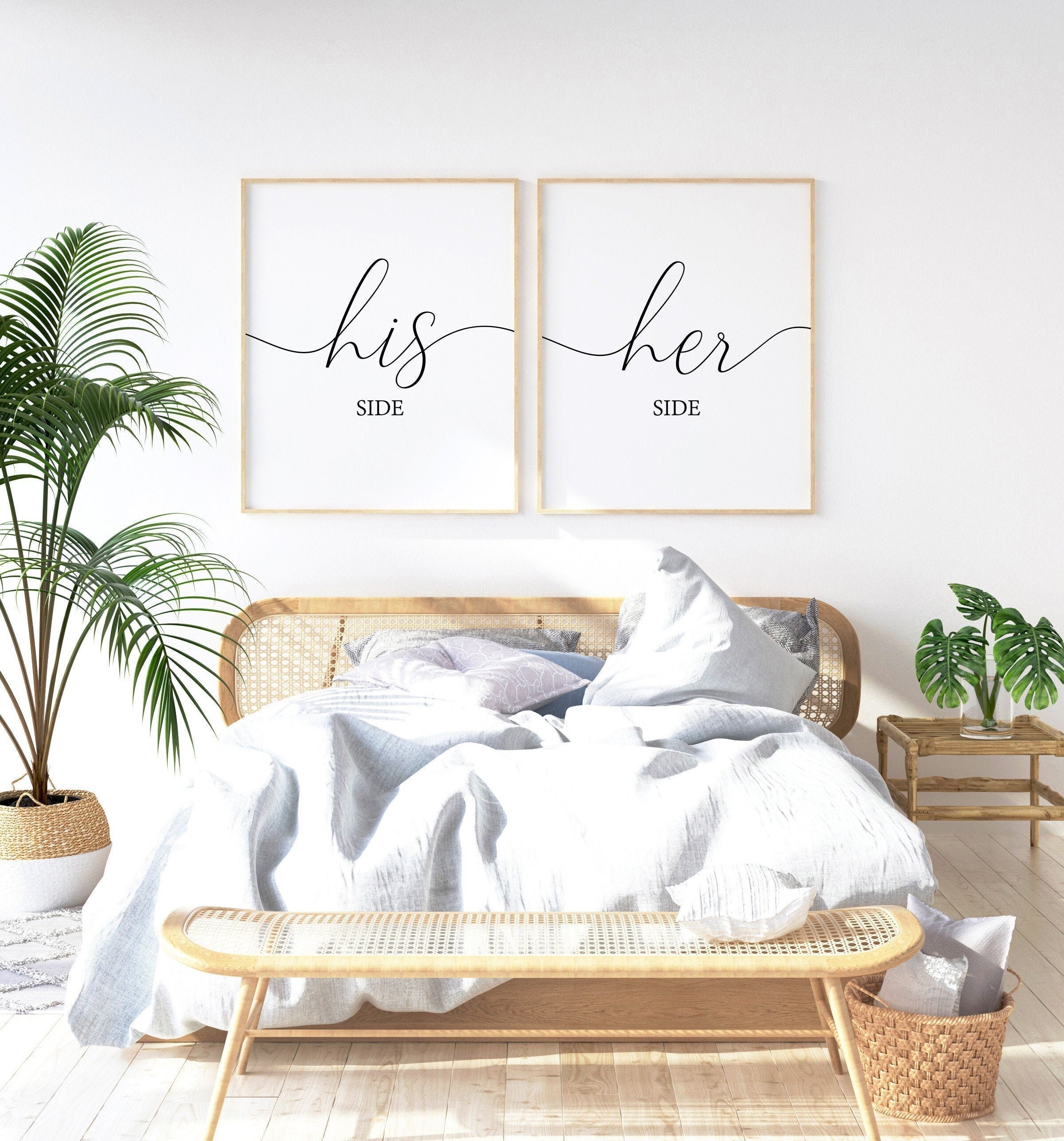 His side her side prints printable art bedroom over bed wall Etsy
