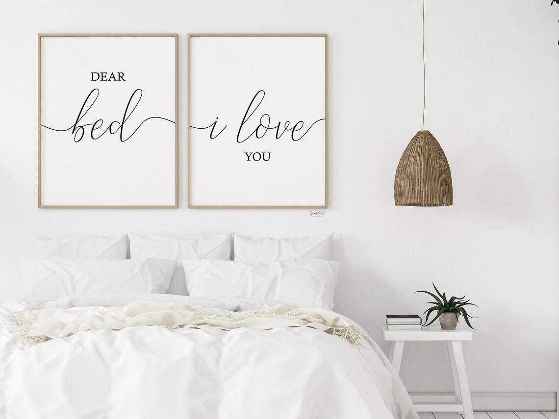 Dear Bed I Love You Bedroom Wall Decor Over the Bed Quotes Etsy