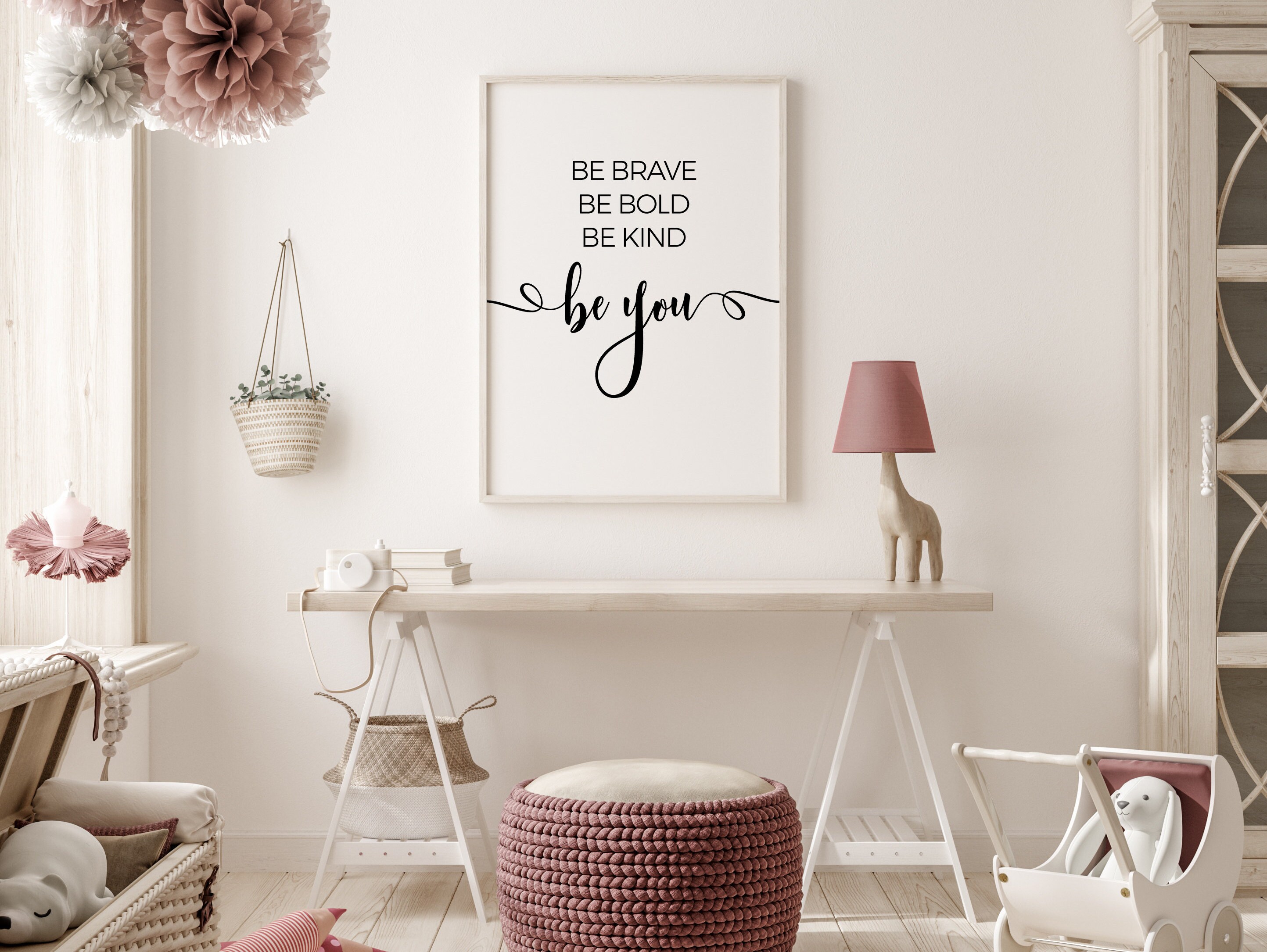 Be brave be bold be kind printable wall art quotes nursery | Etsy