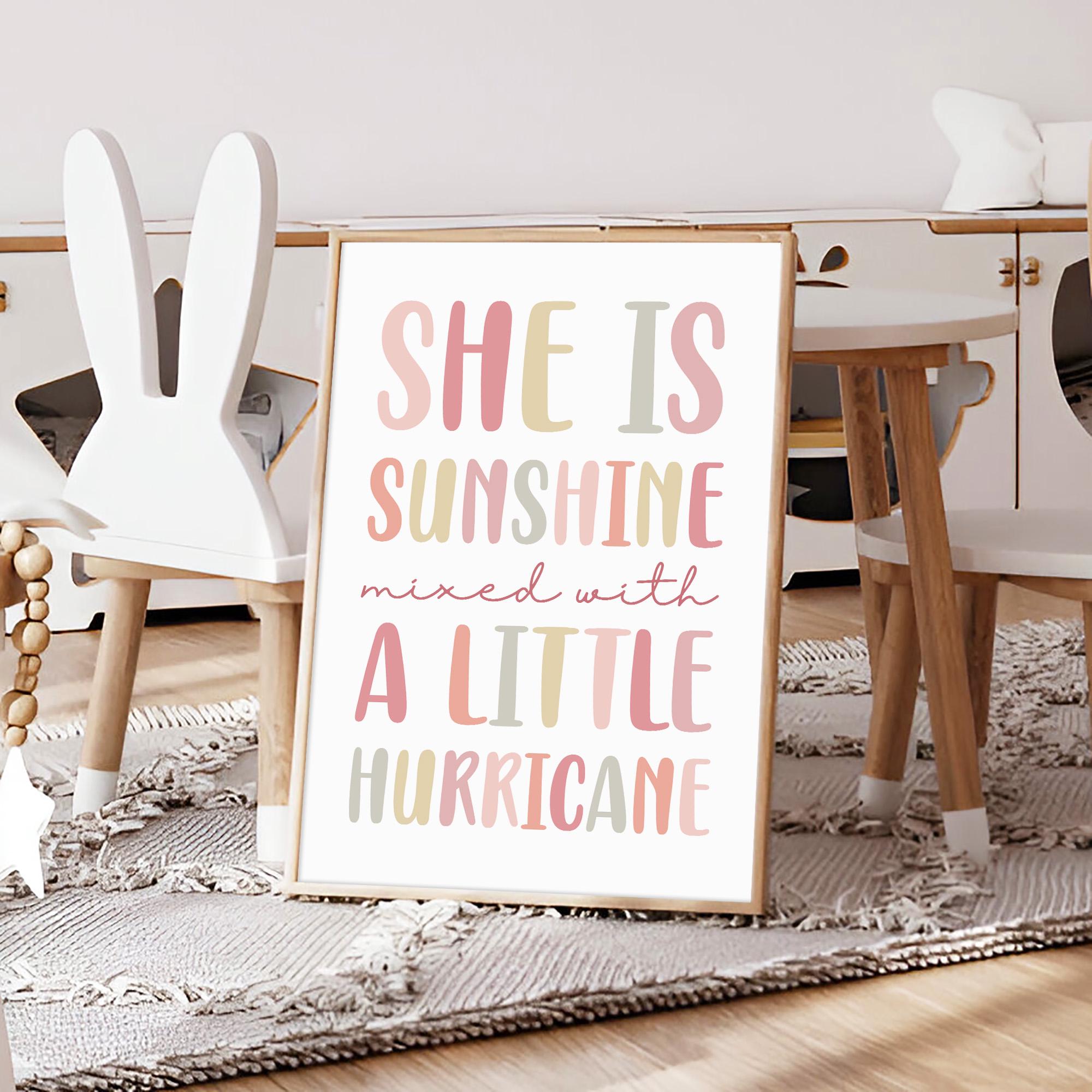 Scatolina Motivazionale In Legno – Scritta 'She Is Sunshine Mixed With A Little Hurricane' – Decorazione Scrivania Ragazze