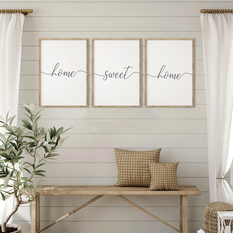 Home Sweet Home Wall Art, Living Room Prints Set Of 3 Above Couch Sign, Home Entrance Printable Art Hallway Wall Decor Quote Poster Download image 6