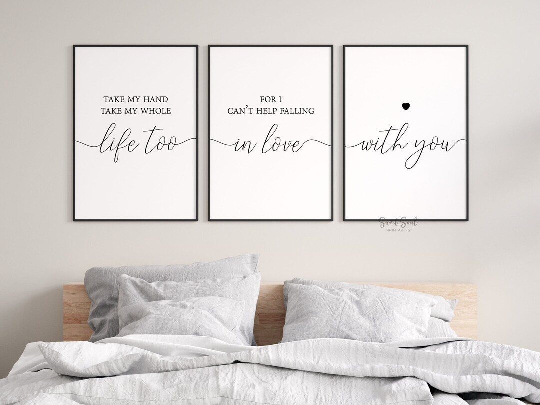 Couple Bedroom Wall Decor Over the Bed Prints Take My Hand - Etsy